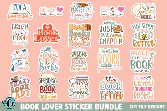 Download Book Lover Printable Sticker Bundle - Printable sticker bundle Collection