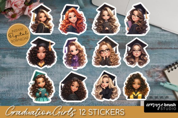 Download Graduation Girl Printable Sticker Bundle - Printable sticker bundle Collection