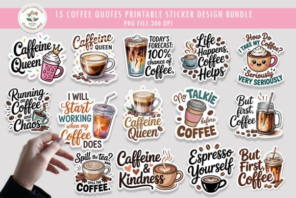 Download Coffee Quotes Printable Sticker Bundle - Printable sticker bundle Collection